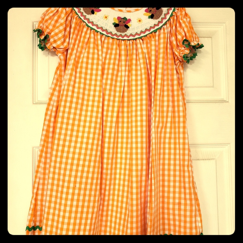 Smocked Turkey dress.  Great for Thanksgiving